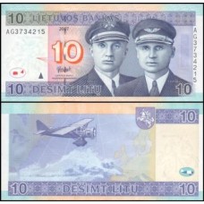 Lithuania Lituânia P-68a.2 Fe 10 Litu 2011 Darius e Girėnas