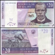 Malawi Malaui P-38a Fe 20 Kwacha 1997 John Chilembwe