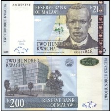Malawi Malaui P-47a Fe 200 Kwacha 2001 John Chilembwe