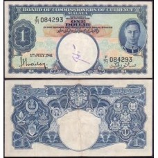 Malaya P-11a Mbc 1 Dollar 1941 Rei George VI