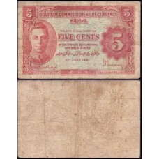 Malaya P-7a Mbc 5 Cents ND (1945)