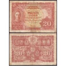 Malaya P-9a Mbc 20 Cents 1941