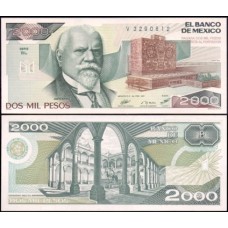 México P-86b Fe 2.000 Pesos 1987 Justo Sierra Mendez - Série BL