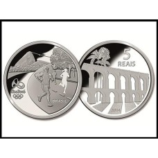 Brasil 5 Reais 2014 P-756 Prata Fc 2014 Estojo Oficial C/Certificado Jogos Olímpicos Arcos da Lapa