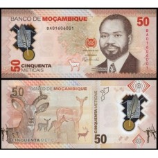 Mozambique Moçambique P-156a Fe 50 Meticais 2024 Samora Machel Polímero