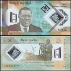 Namíbia P-19a Fe 60 Namibia Dollars 2025 Polímero