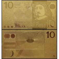 Netherlands Holanda NL-3 Fe 10 Gulden Folheada a Ouro 24k Fantasia
