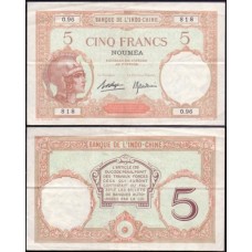 New Caledonia Nova Caledônia P-36b.2 Mbc/S 5 Francs 1926