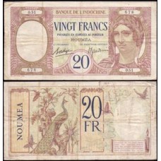 New Caledonia Nova Caledônia P-37b Mbc 20 Francs 1929