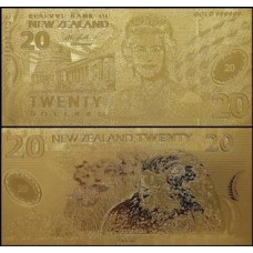 New Zealand Nova Zelândia NZ-3 Fe 20 Dollars Folheada a Ouro 24k Fantasia