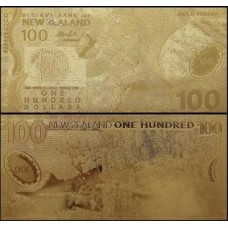 New Zealand Nova Zelândia NZ-5 Fe 100 Dollars Folheada a Ouro 24k Fe Fantasia