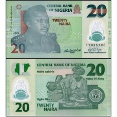 Nigéria P-34e.1 Fe 20 Naira 2006 Polímero
