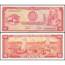 Peru P-100c.2 Fe 10 Soles de Oro 1973 Inca Garcilaso de la Vega