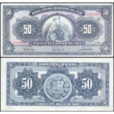 Peru P-85a.2 Sob 50 Soles de Oro 1963