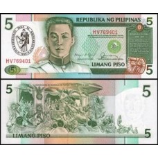 Philippines Filipinas P-178b Fe 5 Piso 1991 Comemorativa