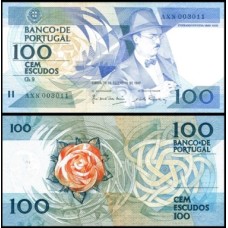 Portugal P-179b.6 Fe 100 Escudos 1987 Fernando Pessoa 