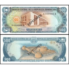 República Dominicana P-123a.1s Fe 500 Pesos Oro 1978 Spécimen
