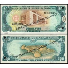 República Dominicana P-157cs Fe 500 Pesos Oro 1998 Spécimen