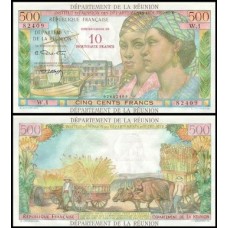 Reunion Ilhas Reunião P-54b Fe 10 Nouveaux Francs on 500 Francs 1971