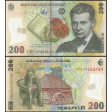 Romania Romênia P-122l Fe 200 Lei 2022 Lucian Blaga Polímero
