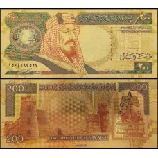 Saudi Arabia Arábia Saudita SA-9c 200 Riyals Folheada a Ouro 24k Fantasia