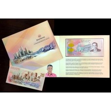 Singapore Cingapura P-63 Fe 20 Dollars 2019 Comemorativa Polímero c/Folder