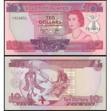 Solomon Islands Ilhas Salomão P-7b Fe 10 Dollars ND (1977) Rainha ♛
