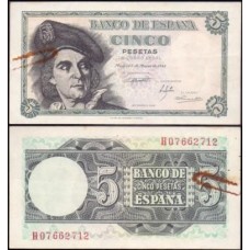 Spain Espanha P-136a Sob 5 Pesetas 1948 
