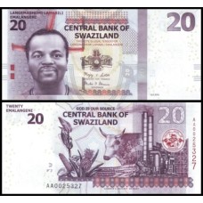 Swaziland Suazilândia P-37a Fe 20 Emalangeni 2010/2011