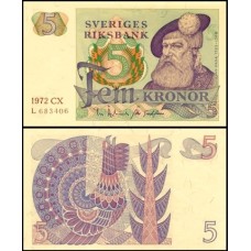 Sweden Suécia P-51c.1 Fe 5 Kronor 1972 Rei Gustavo I