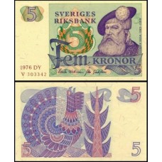 Sweden Suécia P-51c.4 Fe 5 Kronor 1976 Rei Gustavo I