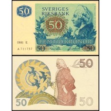 Sweden Suécia P-53c.3 Fe 50 Kronor 1981 Rei Gustavo III