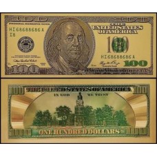 Usa Estados Unidos US-34c Fe 100 Dollars Folheada a Ouro 24k 