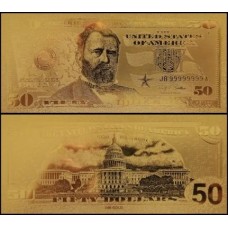 Usa Estados Unidos US-47 Fe 50 Dollars Folheada a Ouro 