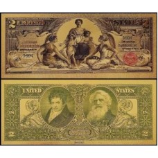 Usa Estados Unidos US-51c Fe 2 Dollars 1896 Folheada a Ouro 24k 