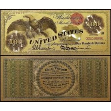 Usa Estados Unidos US-54c Fe 100 Dollars 1863 Folheada a Ouro 24k 