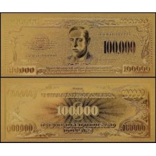 Usa Estados Unidos US-6 Fe 100.000 Dollars Folheada a Ouro 24k 