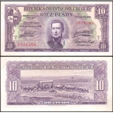 Uruguay Uruguai P-37d.1b Fe 10 Pesos L.1939  José Artigas