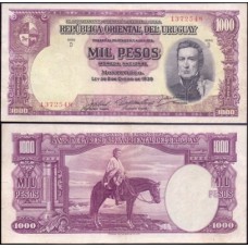 Uruguay Uruguai P-41c.1 Sob 1.000 Pesos 1939 José Artigas