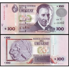 Uruguay Uruguai P-88a S/Fe 100 Pesos 2008 Eduardo Fabini
