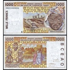 W A S Costa do Marfim P-111Ah Fe 1.000 Francs 1998