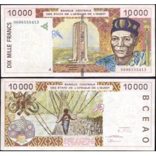 W A S Costa do Marfim P-114Ad Sob 10.000 Francs 1996