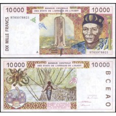 W A S Costa do Marfim P-114Ae S/Fe 10.000 Francs 1997