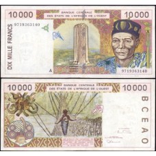 W A S Costa do Marfim P-114Ae Sob 10.000 Francs 1997