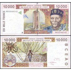 W A S Costa do Marfim P-114Ah Sob 10.000 Francs 1999