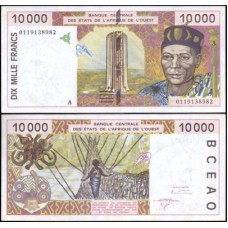 W A S Costa do Marfim P-114Aj Sob 10.000 Francs 2001