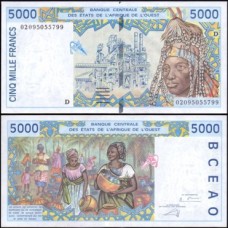 W A S Mali P-413Dk Sob 5.000 Francs 2002
