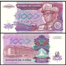 Zaire P-35a Fe 1.000 Zaïres 1989 Mobutu Sese Seko