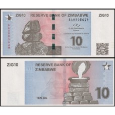 Zimbabwe P-110a Fe 10 ZiGs 2024 Lastreada em Ouro