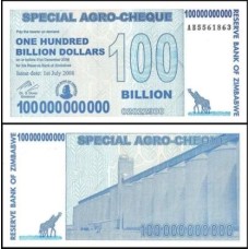 Zimbabwe P-64 Fe 100.000.000.000 Dollars 2008 Agro-check